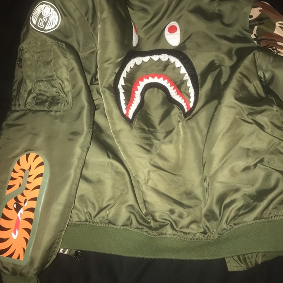 bape green bomber jacket